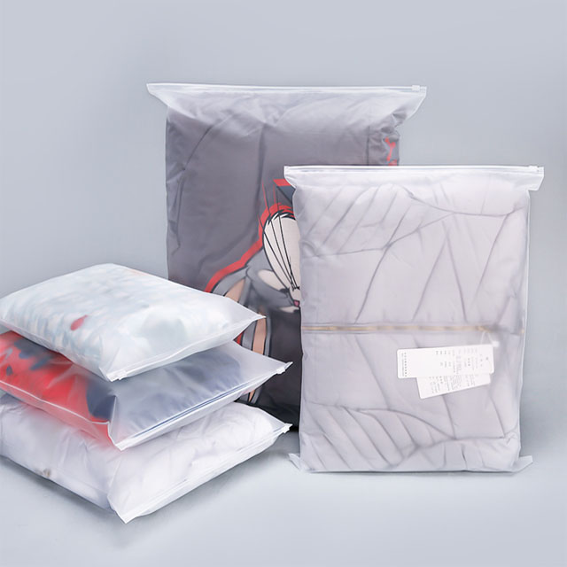 Custom Logo Resealable Poly Bags PVC Slider Frosted Zipper Bag