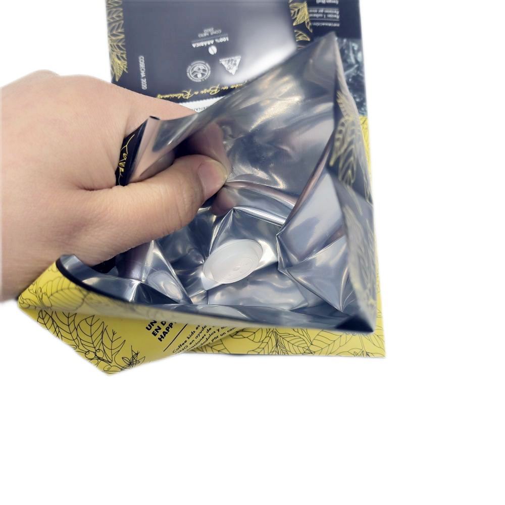 Black Matt Surface Coffee Bag with Valve Foil Ziplock Coffee Pouch