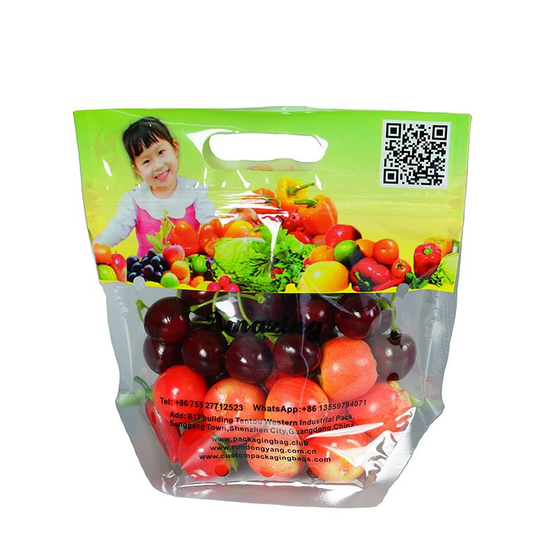 Perforated Breathable Fruit Packaging Bags Produce Freshness Mesh Design