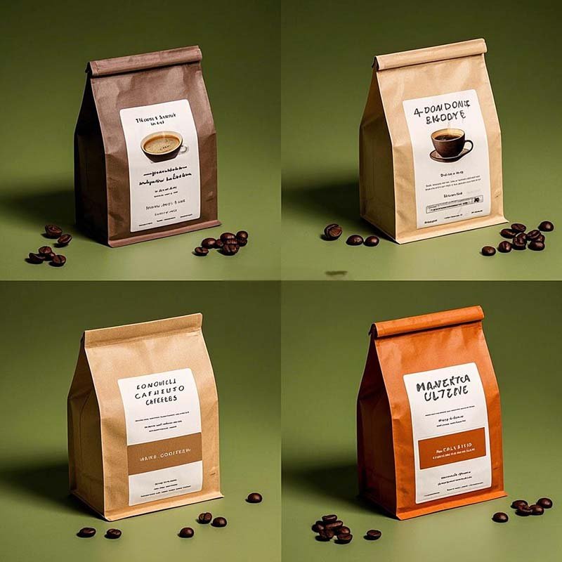 Reusable Stand Up Coffee Packaging Bag With Zipper Eco Friendly Design