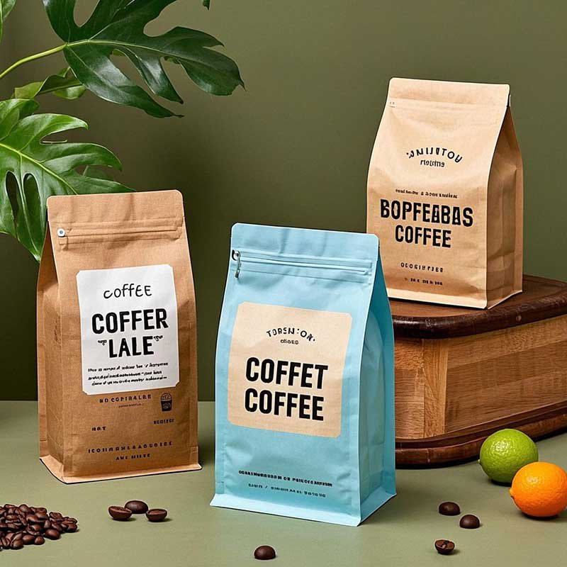 Reusable Stand Up Coffee Packaging Bag With Zipper Eco Friendly Design