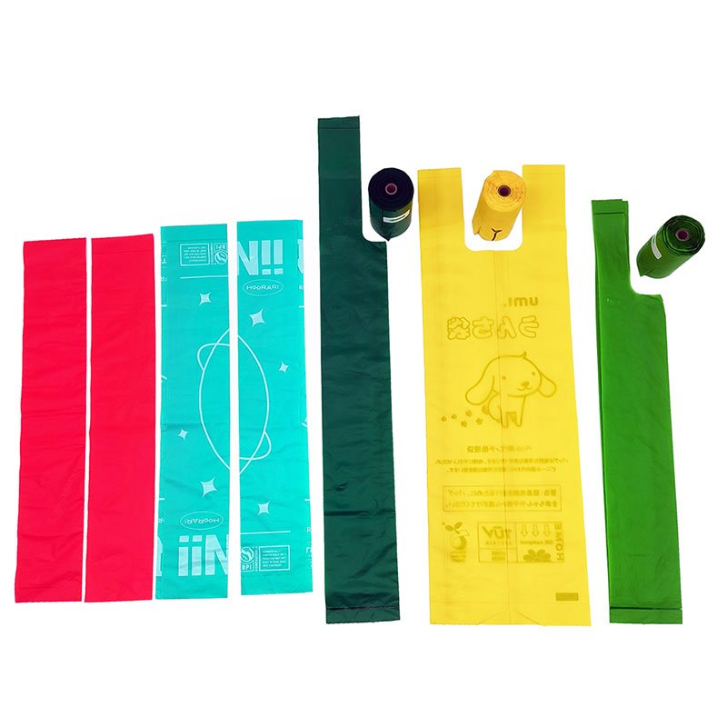 Heavy Duty Dog Poop Bags With Handles 20 Microns Thick 35x24cm Black Color