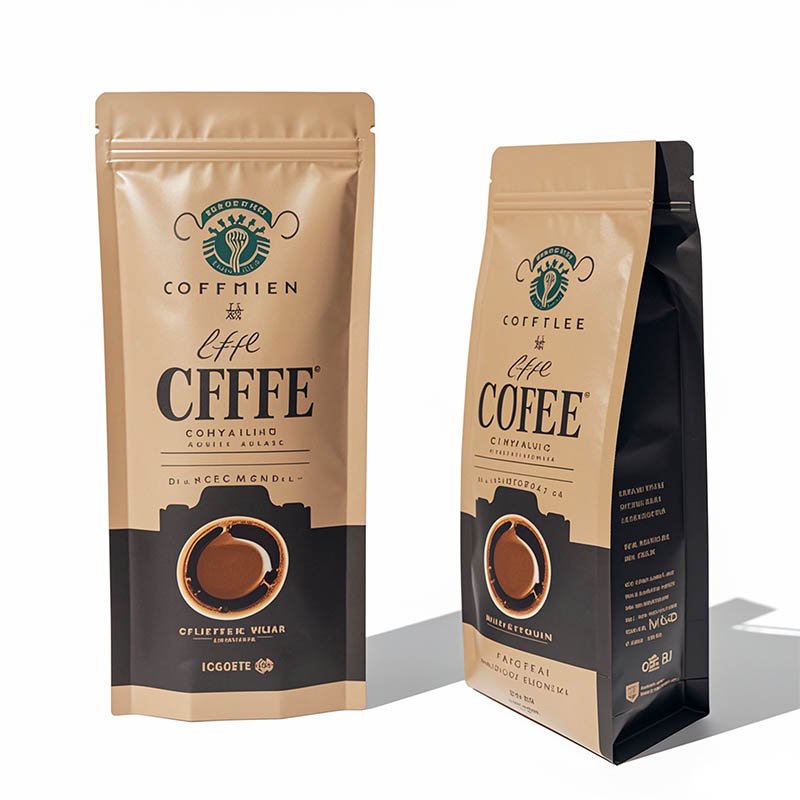 Custom Printed Flat Bottom Coffee Packaging Bag With One Way Degassing Valve