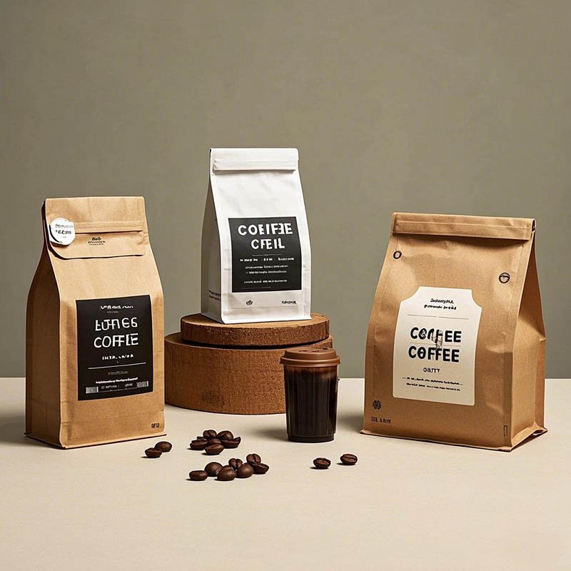 Custom Printed Flat Bottom Coffee Packaging Bag With One Way Degassing Valve