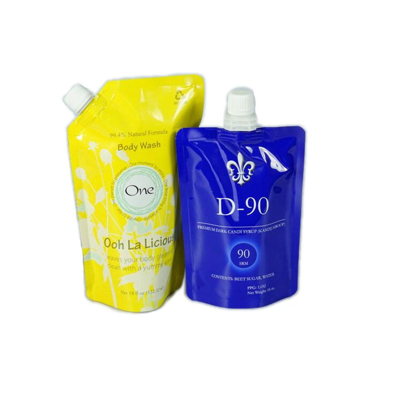 Custom Printed Stand Up Spout Pouch For Chemical Liquid Packaging In Various Sizes