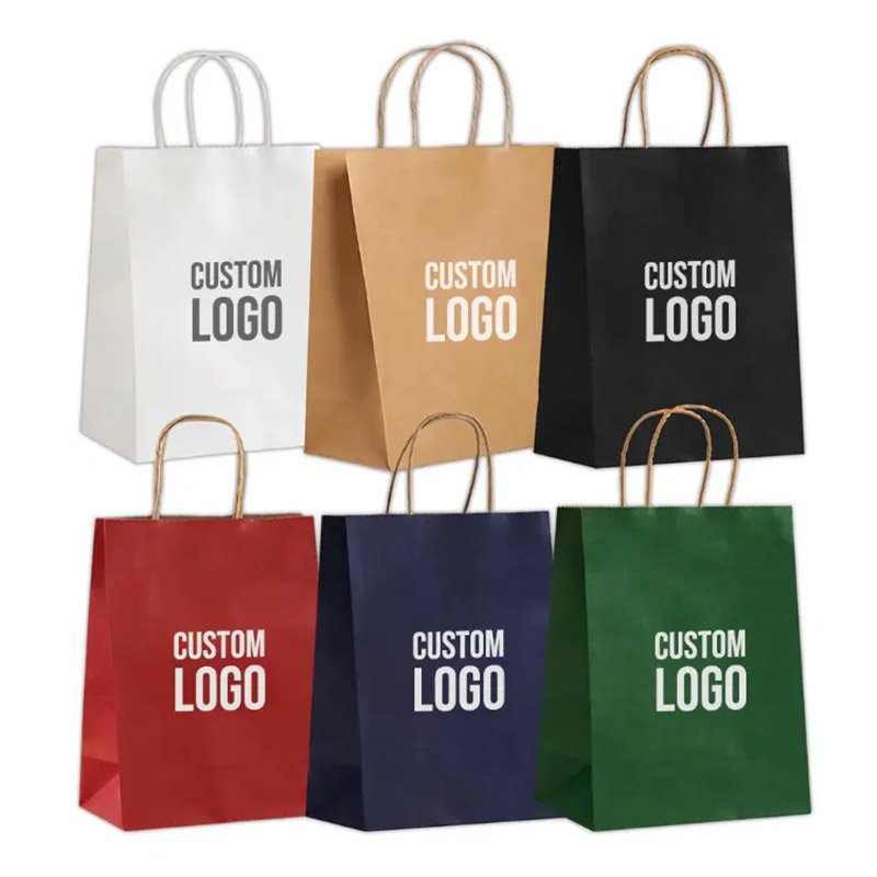 Best Recyclable Kraft Paper Shopping Bag With Twisted Handles 120gsm Brown Color wholesale
