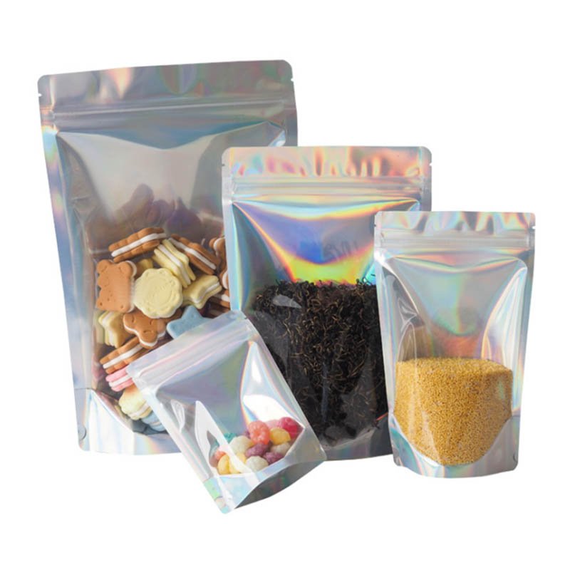 Clear Stand Up Food Packaging Bag With Resealable Zipper 18x26cm 100microns