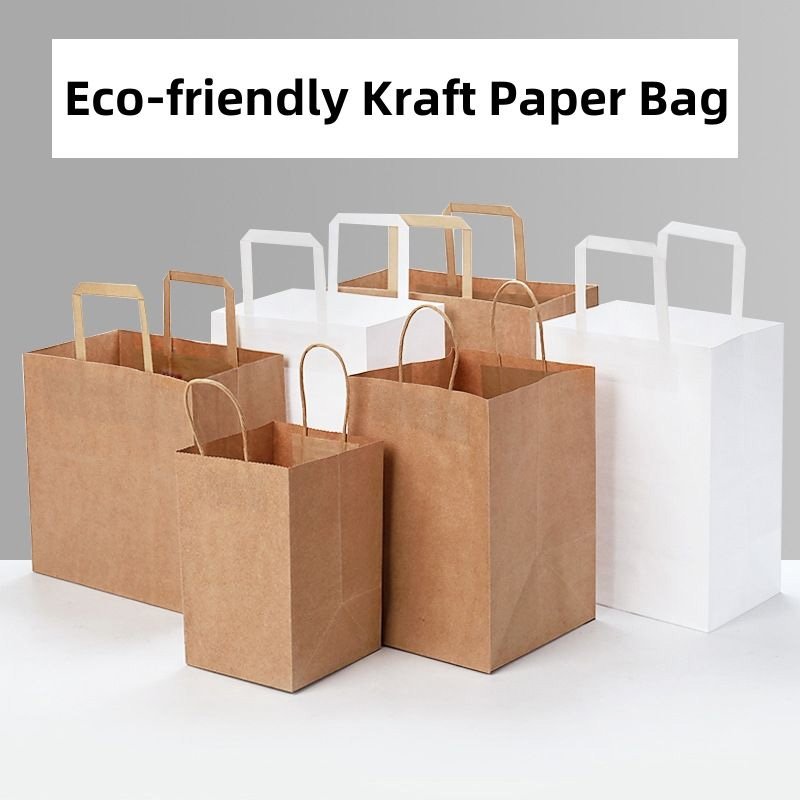 Reusable Paper Shopping Bags Large Capacity Eco Packaging for Supermarkets