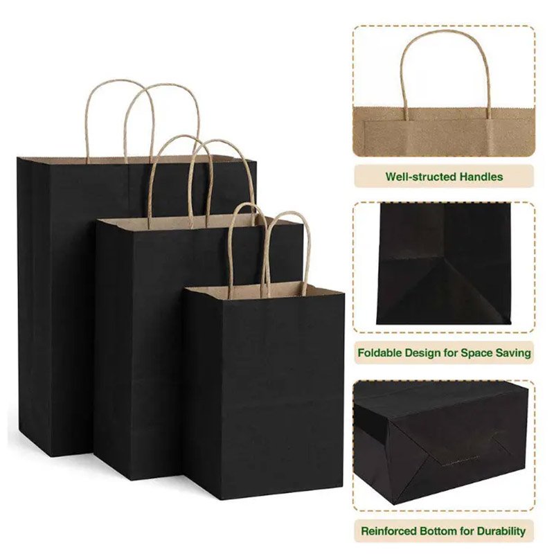Custom Color Paper Gift Bags – Matte Finish with Rope Handles for Events Packaging