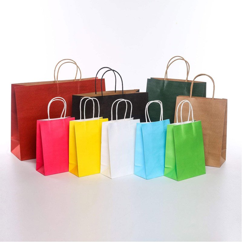 Recyclable Kraft Paper Gift Bags With Handles Custom Sizes For Wholesale Packaging