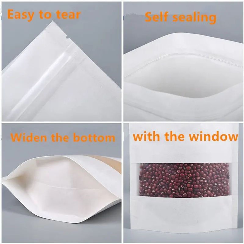 Custom Printed Kraft Stand Up Pouches For Nuts Candy Dried Fruit Multiple Sizes