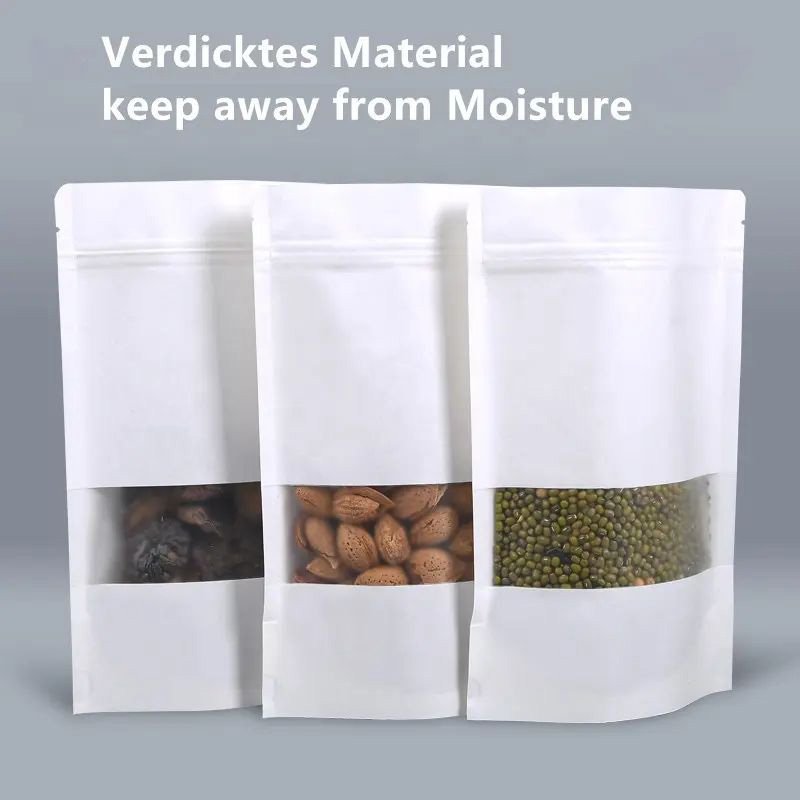 Kraft Paper Zipper Bags For Organic Food Custom Logo Printing And Sizes Available