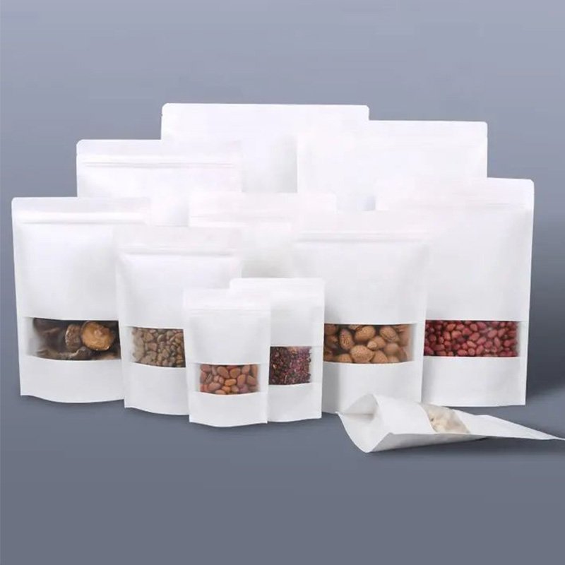 Kraft Paper Zipper Bags For Organic Food Custom Logo Printing And Sizes Available