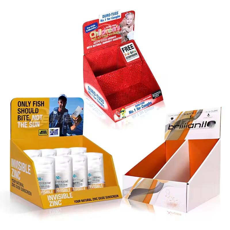 Corrugated Cardboard Display Shelf Custom Printed For Supermarket Use
