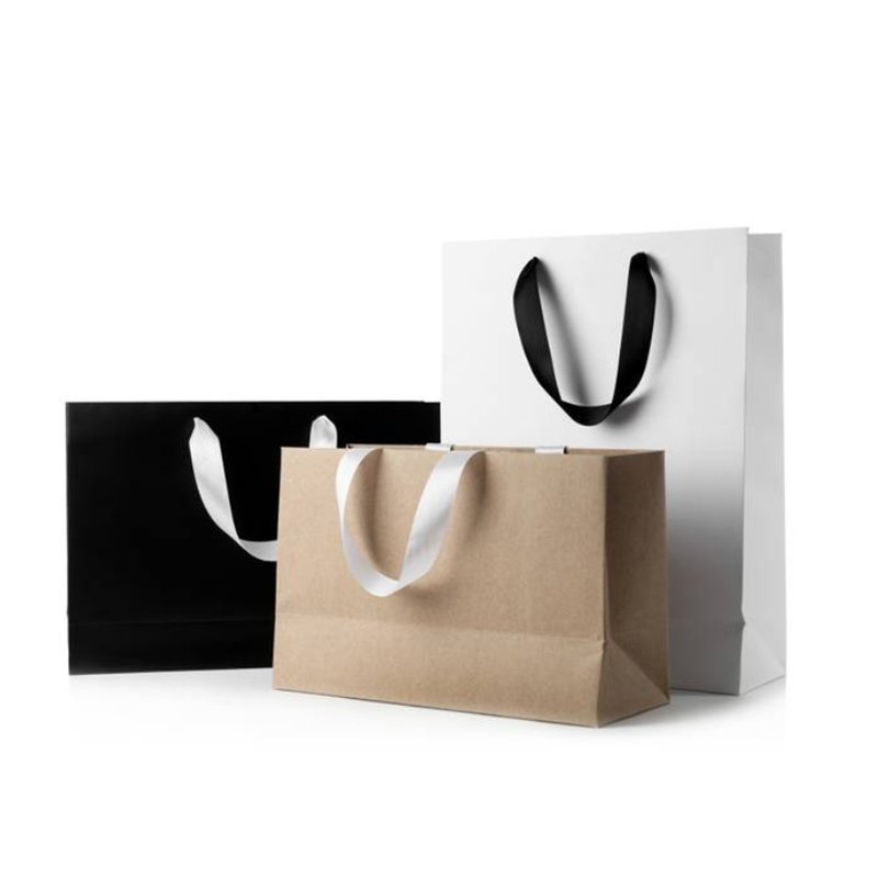 Personalized White Paper Tote Bag Custom Logo Printing for Jewelry or Boutique Use