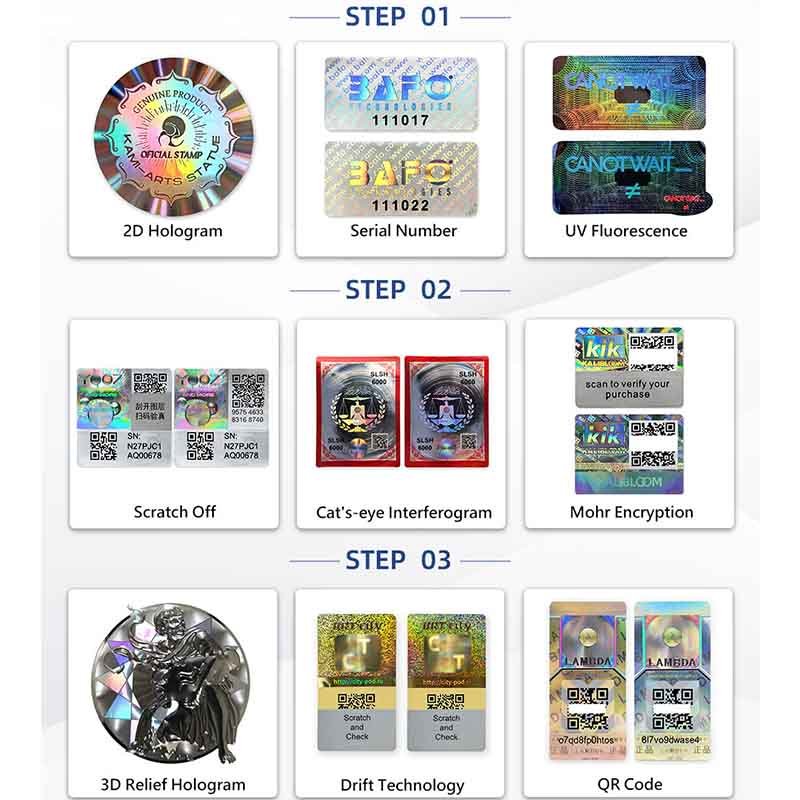 Laser Angle Hologram Anti-Counterfeit Labels Factory Custom Design Stickers