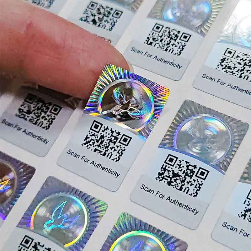 Best Scratch Silver Hologram Anti-Counterfeit Labels Factory Custom Size and Color wholesale