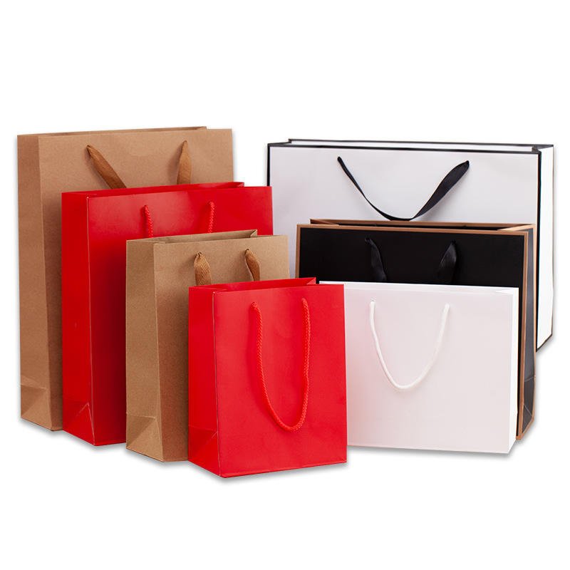 Custom Luxury Art Paper Tote Bag with Ribbon Handle Logo Printed Gift Shopper